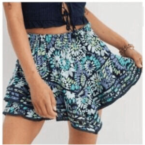 Aerie NWT $50 Rock N Ruffle Floral Mini Short /Skort Size XS